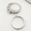 Court Style Hollow Floral Carved Rings Pattern Design Couple Wedding Anniversary Ring Set view 4