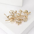 Alloy Pearl Peach Blossom Branch Brooch For Elegant Apparel Accessories view 3