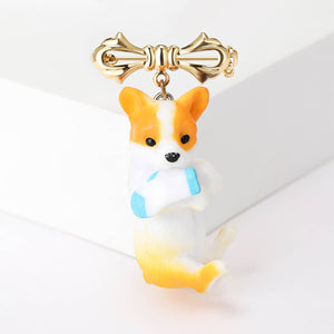 Alloy Enamel Cartoon Dog Brooch Pin For Fashion Lapel Decoration