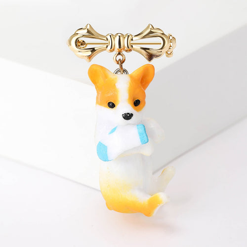 Alloy Enamel Cartoon Dog Brooch Pin For Fashion Lapel Decoration