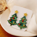 Christmas Tree Acrylic Enamel Star Dangle Drop Earrings For Women Sweet Holiday Party Earrings view 2