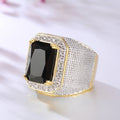 Hip Hop Square Zircon Men's Ring European Vintage Bold Fashion Statement Finger Jewelry view 3