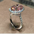 Pink Oval Zircon Ring Fashion Delicate Imitation Moissanite Temperament Women Jewelry view 1