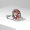 Pink Oval Zircon Ring Fashion Delicate Imitation Moissanite Temperament Women Jewelry view 4
