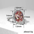 Pink Oval Zircon Ring Fashion Delicate Imitation Moissanite Temperament Women Jewelry view 5