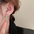 Alloy Pearl Hollow Round Hoop Earrings Geometric Minimalist Small Stud Style For Women view 3