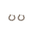 Alloy Pearl Hollow Round Hoop Earrings Geometric Minimalist Small Stud Style For Women view 5