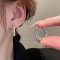 Alloy Pearl Hollow Round Hoop Earrings Geometric Minimalist Small Stud Style For Women view 1