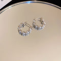 Alloy Pearl Hollow Round Hoop Earrings Geometric Minimalist Small Stud Style For Women view 4