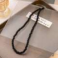 European American Minimalist Black Faux Pearl Necklace, Luxury Niche Cold Style Jewelry view 4