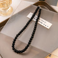 European American Minimalist Black Faux Pearl Necklace, Luxury Niche Cold Style Jewelry view 3