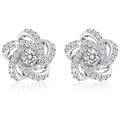 Cross Star Zircon Stud Earrings For Women, Floral Winding Design Elegant Versatile Ear Jewelry view 1