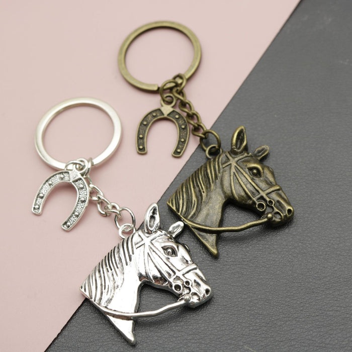 Metal Minimalist Horse Head Keychain Bag Charm Gift