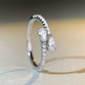 Simple Double Water Drop Bypass Open Ring For Women, Classic Cross Stackable Finger Jewelry view 4