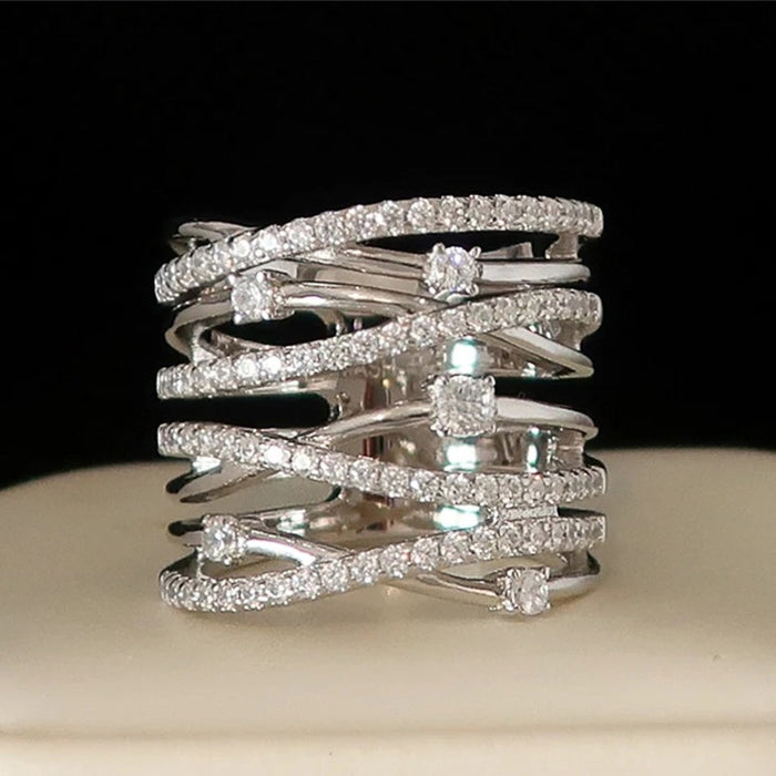 Creative European American Womens Micro Pave Zircon Ring With Sparkling Stones For Fashion Jewelry