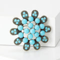 Alloy Turquoise Flower Brooch Pin For Vintage Apparel Accessories view 2