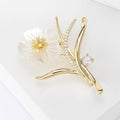 Shell Zircon Flower Brooch For Elegant Women's Clothing Accessories view 2