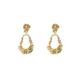 Vintage Luxury Gold Alloy Irregular Wrinkled Teardrop Dangle Stud Earrings for Women Elegant Statement Earrings view 5