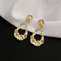 Vintage Luxury Gold Alloy Irregular Wrinkled Teardrop Dangle Stud Earrings for Women Elegant Statement Earrings view 1