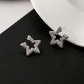 Luxury Sparkling Rhinestone Hollow Five-Point Star Studs, Elegant Versatile Fashion Earrings view 4