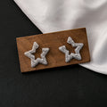 Luxury Sparkling Rhinestone Hollow Five-Point Star Studs, Elegant Versatile Fashion Earrings view 1