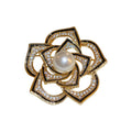 Gold Plated Copper Zircon Hollow Camellia Pearl Brooch For Women Creative Luxury Fashion Pin view 5