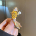 Gold Plated Copper Zircon Hollow Camellia Pearl Brooch For Women Creative Luxury Fashion Pin view 3