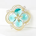 Alloy Crystal Four Leaf Clover Brooch Pin For Sweaters And Suits view 2