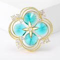 Alloy Crystal Four Leaf Clover Brooch Pin For Sweaters And Suits view 6