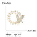 Alloy Zircon Pearl Butterfly Wreath Brooch For Fashion Apparel view 4