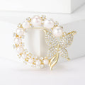 Alloy Zircon Pearl Butterfly Wreath Brooch For Fashion Apparel view 1