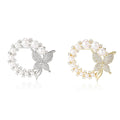 Alloy Zircon Pearl Butterfly Wreath Brooch For Fashion Apparel view 2