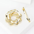 Copper Zircon Micro Pave Flower Brooch For Scarf And Apparel view 3