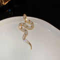 Real Gold Electroplated Zircon Snake Brooch, Light Luxury Animal Pin For Blazer Coat view 2