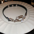 Irregular Teardrop Pearl Faux Leather Choker Necklace Dark Sweet Cool Geometric Collar view 2