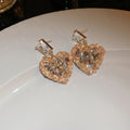 Colorful Zircon Heart Flower Drop Earrings With Silver Posts Korean Light Luxury Sweet Style view 4
