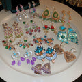 Colorful Zircon Heart Flower Drop Earrings With Silver Posts Korean Light Luxury Sweet Style view 3