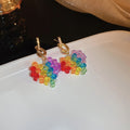 Colorful Zircon Crystal Flower Heart Geometric Silver Post Stud Earrings For Women view 4