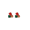 Colorful Zircon Crystal Flower Heart Geometric Silver Post Stud Earrings For Women view 5