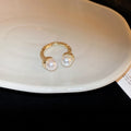 Minimalist Faux Pearl Open Ring With Crinkle Geometric Circle Design For Women view 3