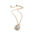 French Vintage Stainless Steel Zircon Round Faux Pearl Necklace And Stud Earrings Jewelry Set view 5