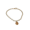 Gold Plated Faux Pearl Rhinestone Round Portrait Pendant Necklace French Vintage Clavicle Jewelry view 5