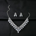 Luxury Vintage Waterdrop Rhinestone Crystal Bridal Statement Necklace Set With Pearl Stud Earrings view 4