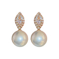 Copper Geometric Pearl Zircon Stud Earrings Minimalist Fashion Silver Needle Jewelry view 5