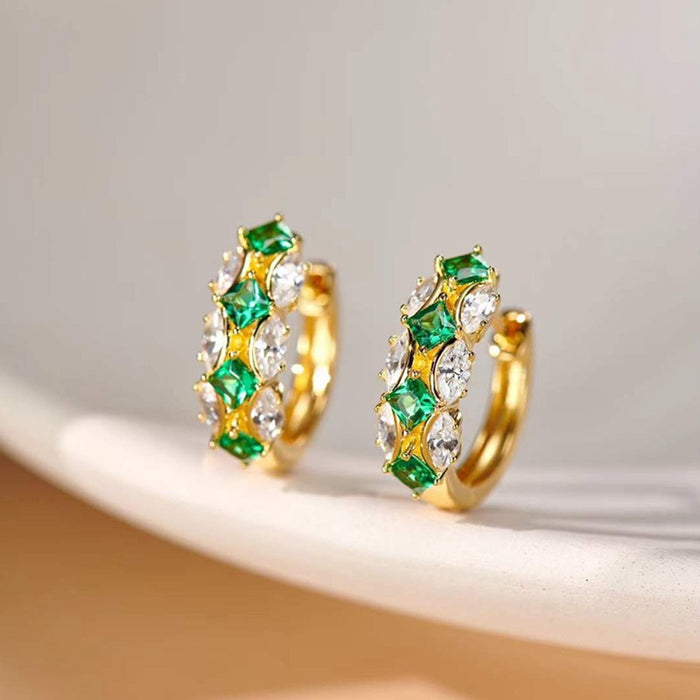 Luxury Geometric Ear Cuffs Contrast Color Rhombus Marquise Women's French Style Earrings