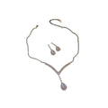 Light Luxury Alloy Teardrop V Shape Rhinestone Stud Earrings And Necklace Jewelry Set view 5