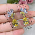 Light Luxury Vintage Floral Stud Earrings For Women, Teardrop Two Tone Pendant Ear Jewelry view 5