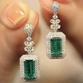 European Square Light Luxury Sparkling Zircon Earrings Elegant Evening Jewelry view 2