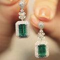 European Square Light Luxury Sparkling Zircon Earrings Elegant Evening Jewelry view 3