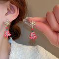 Light Luxury Alloy Rhinestone Snowflake Christmas Tree Pearl Tassel Drop Earrings view 4